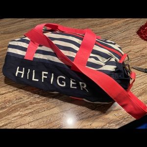 Tommy Hilfiger Navy blue and white striped with hot pink straps